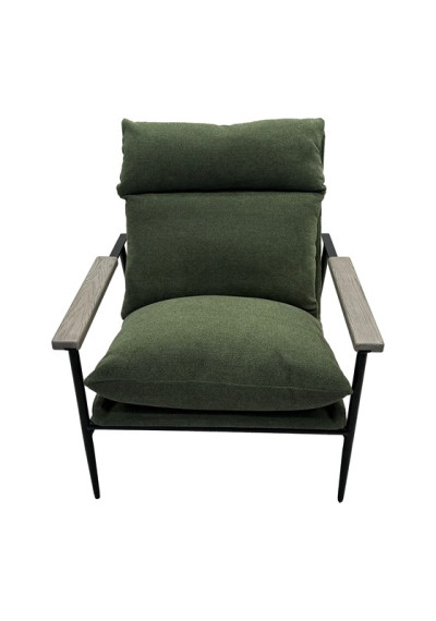 Green Fabric Mid Century Black Metal Frame Accent Chair 